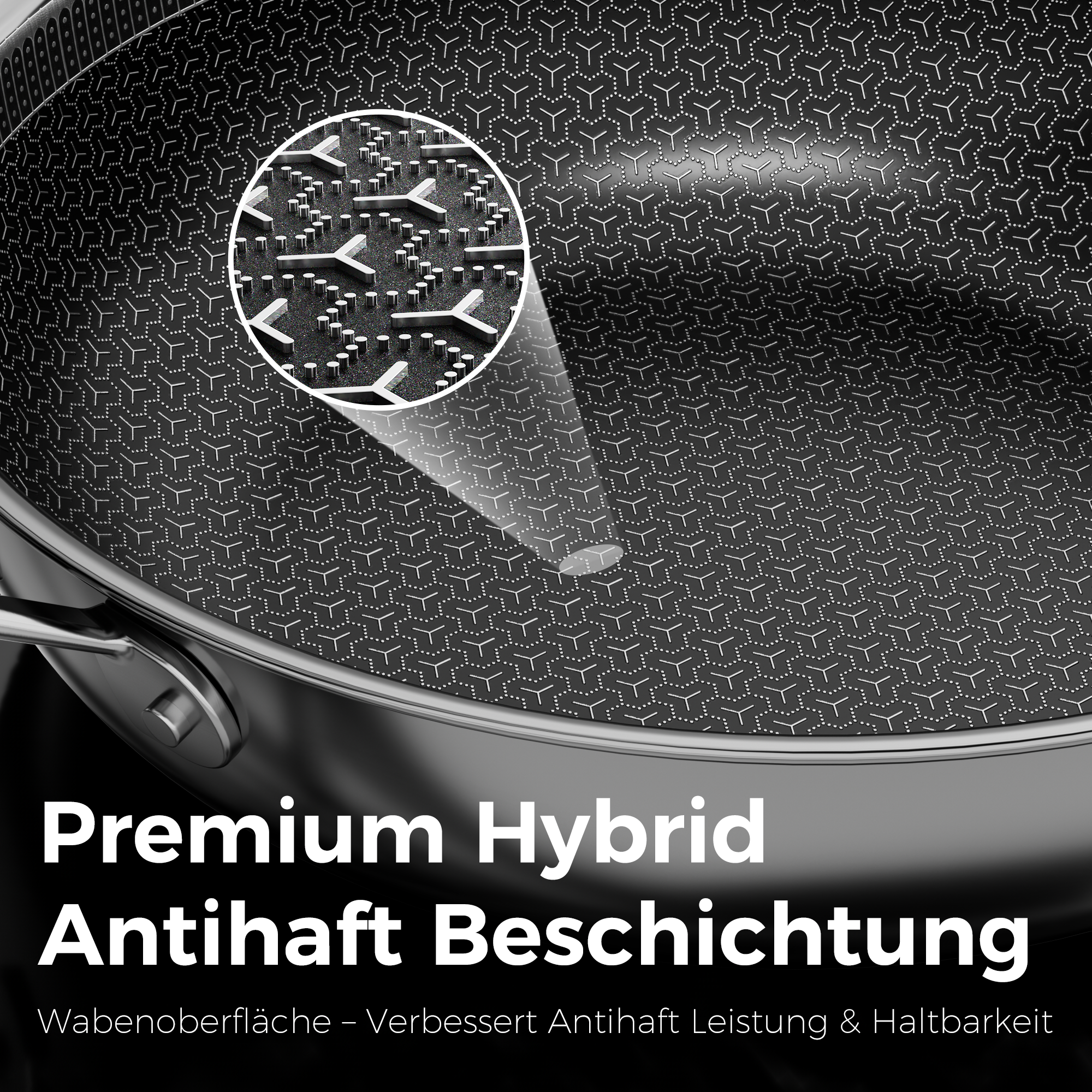 Naturepan Diamond-Titanium Keramik-Antihaft Pfanne Edelstahl mit Deckel