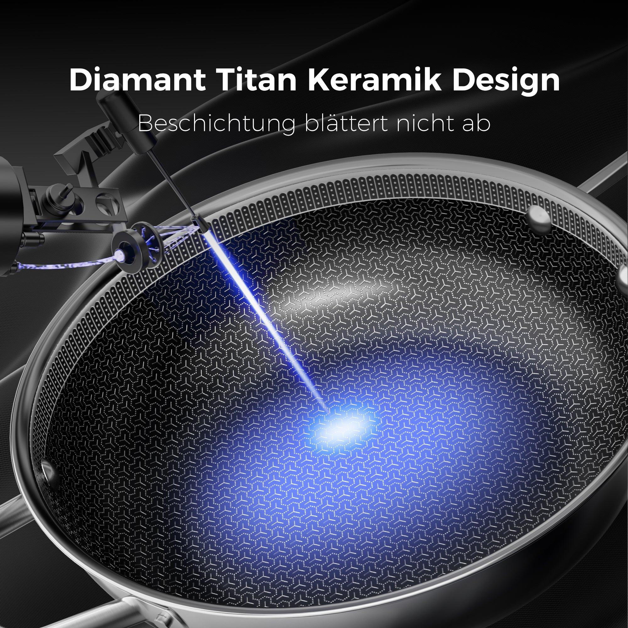 Naturepan Diamond-Titanium Keramik-Antihaft Pfanne Edelstahl mit Deckel