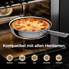 Naturepan Diamond-Titanium Keramik-Antihaft Pfanne Edelstahl mit Deckel