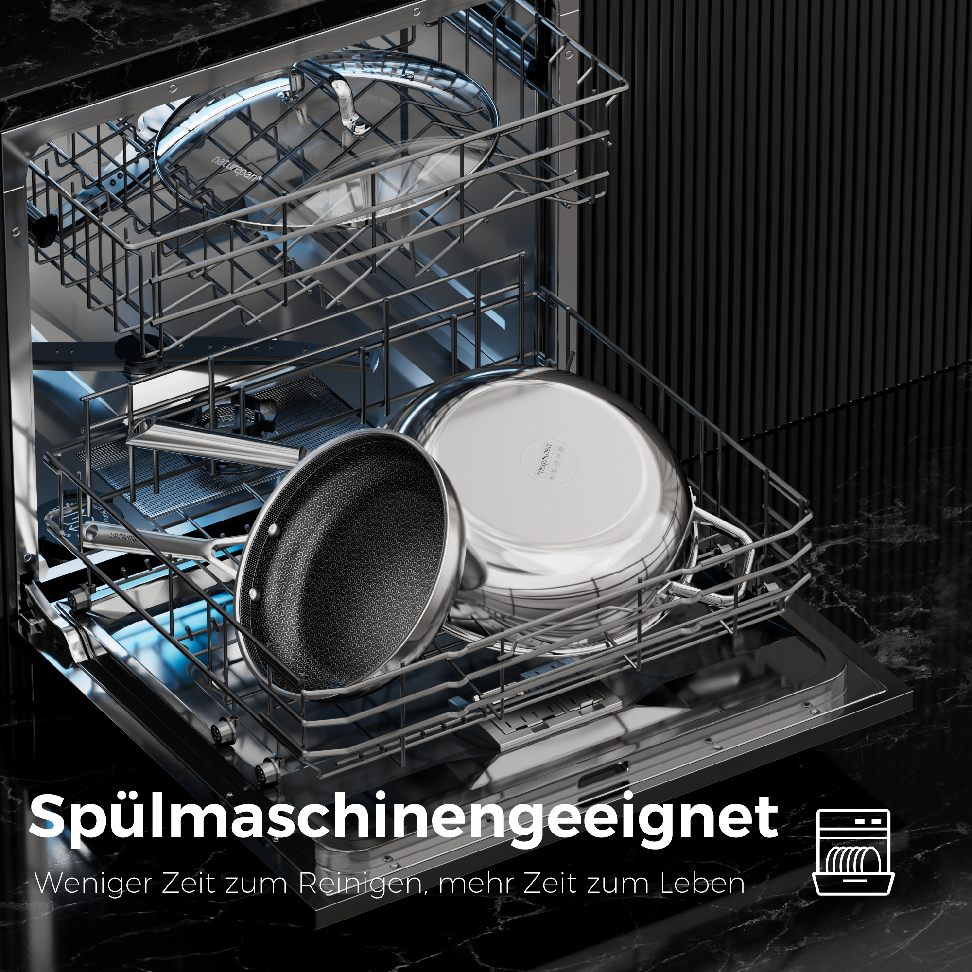 Naturepan Diamond-Titanium Keramik-Edelstahlpfanne Set