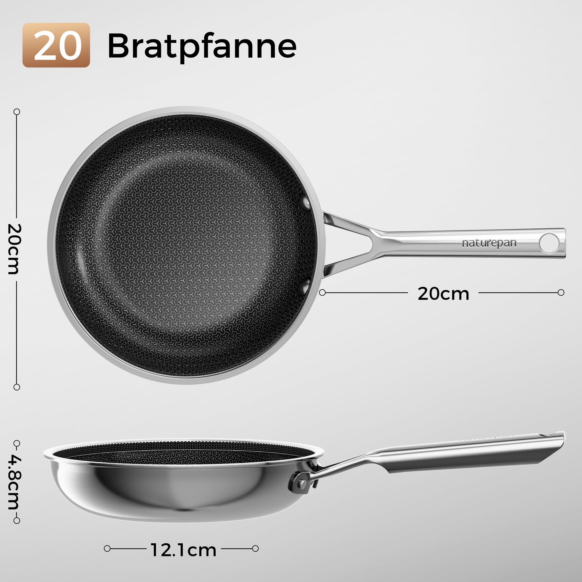 Naturepan Diamond-Titanium Keramik-Edelstahlpfanne Set