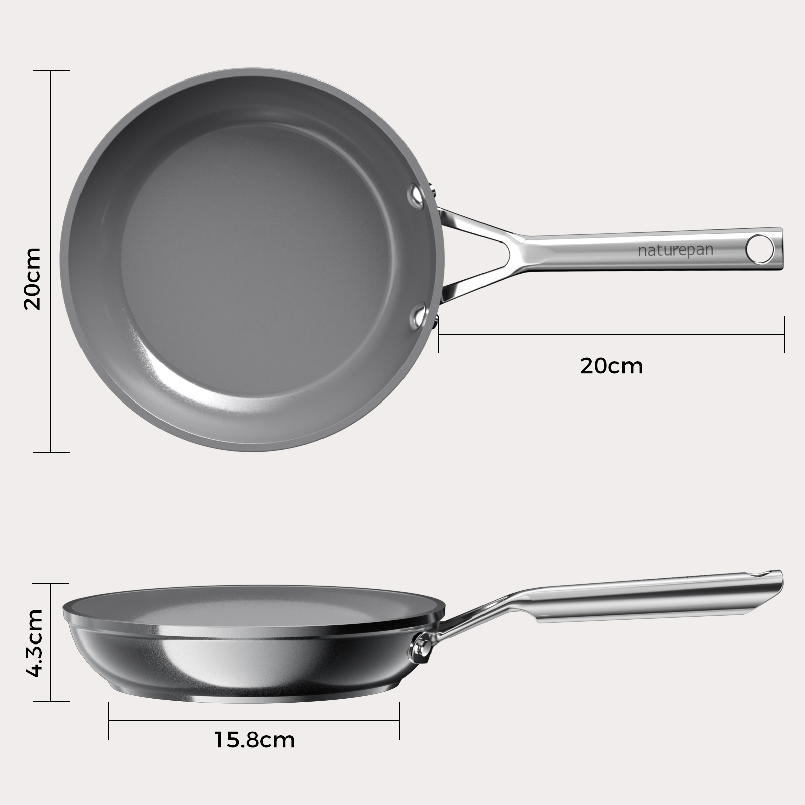 Naturepan Diamond-Titanium Keramik Bratpfannen Set