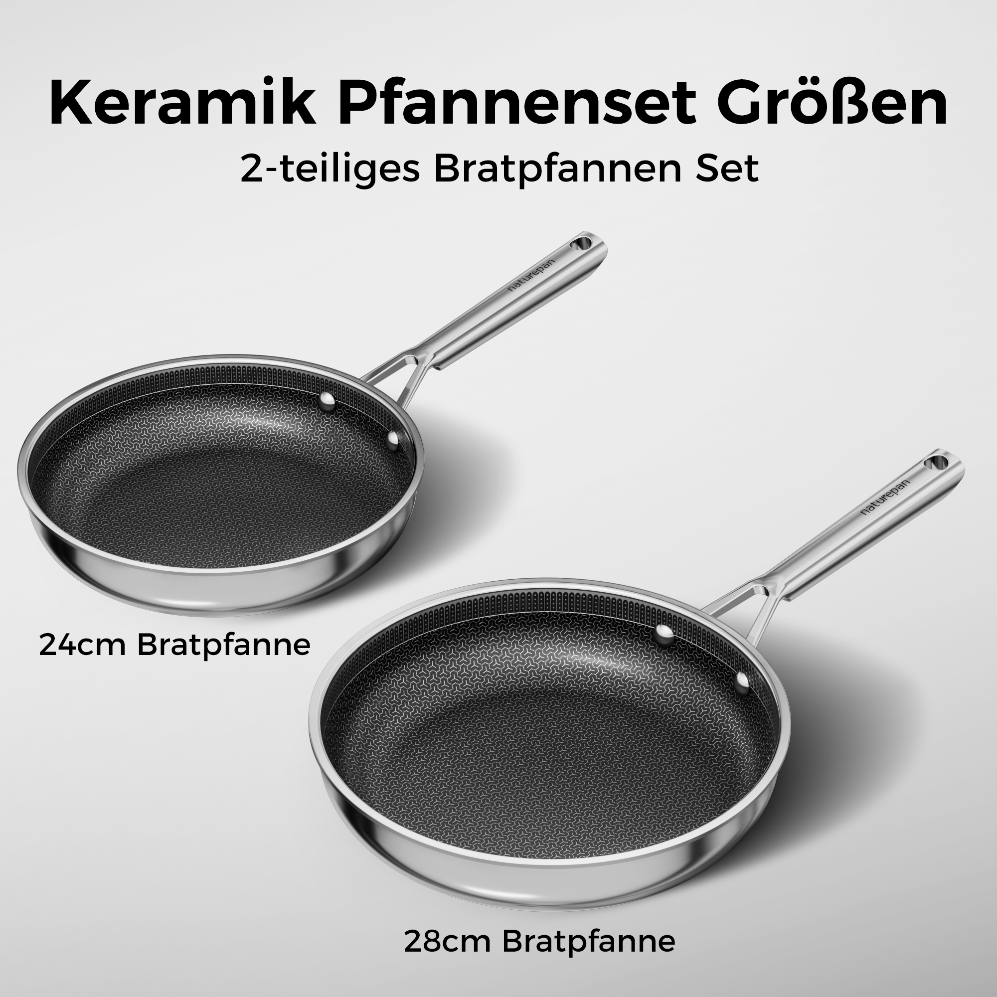 Naturepan Diamond-Titanium Keramik-Edelstahlpfanne Set
