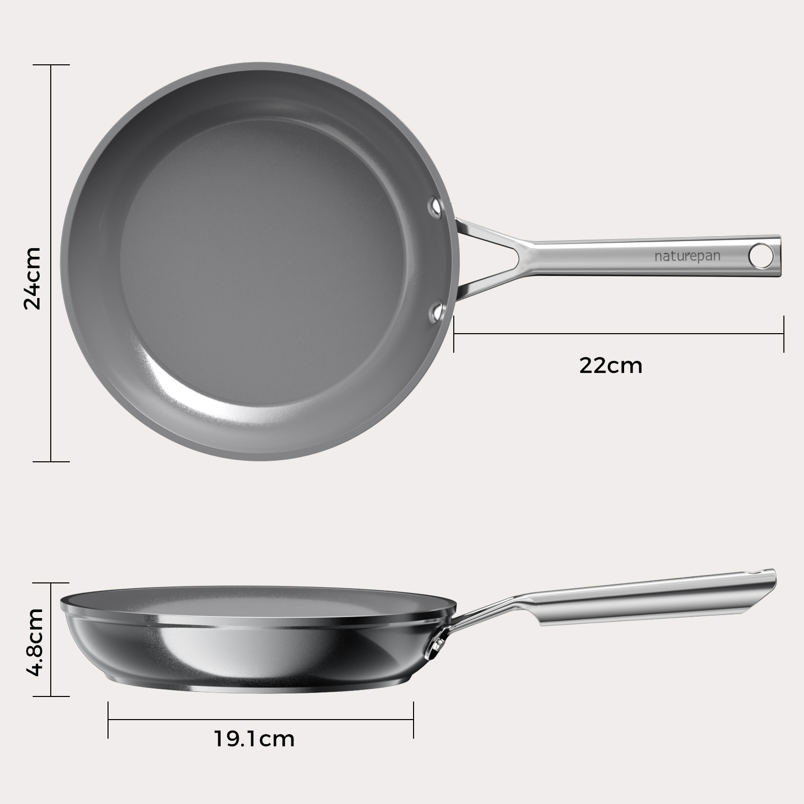 Naturepan Diamond-Titanium Keramik Bratpfannen Set