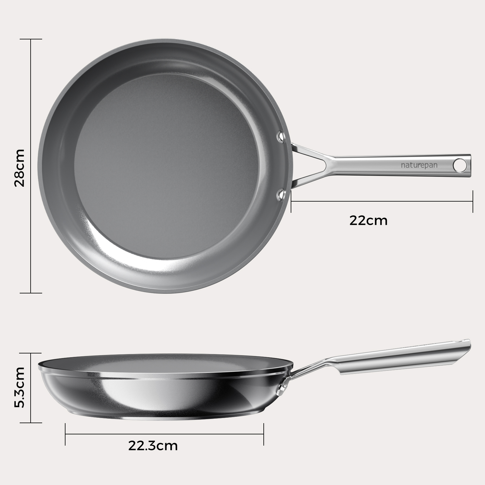 Naturepan Diamond-Titanium Keramik Bratpfannen