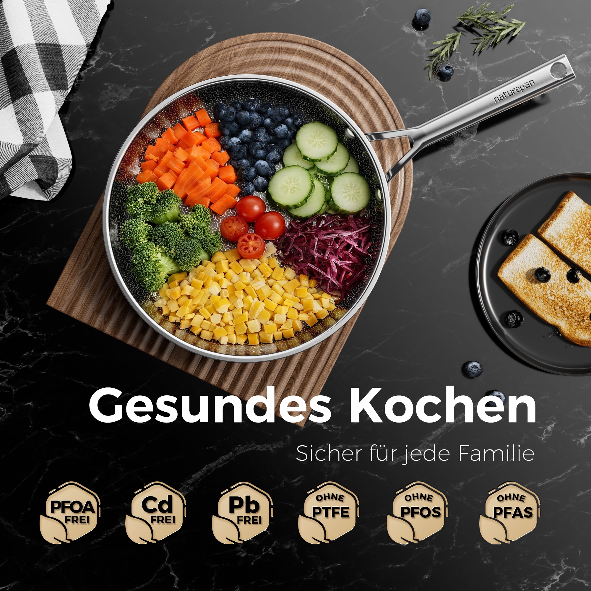 Naturepan Diamond-Titanium Keramik-Edelstahlpfanne