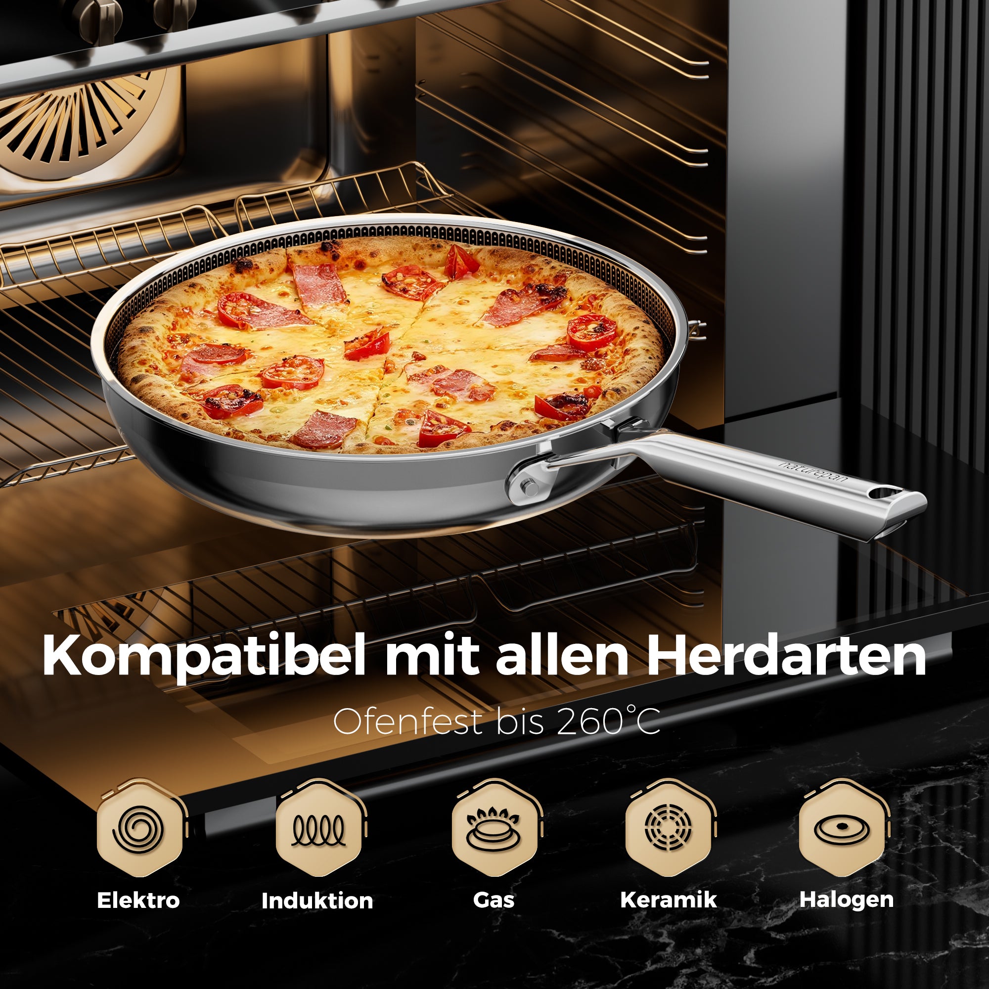 Naturepan Diamond-Titanium Keramik-Edelstahlpfanne