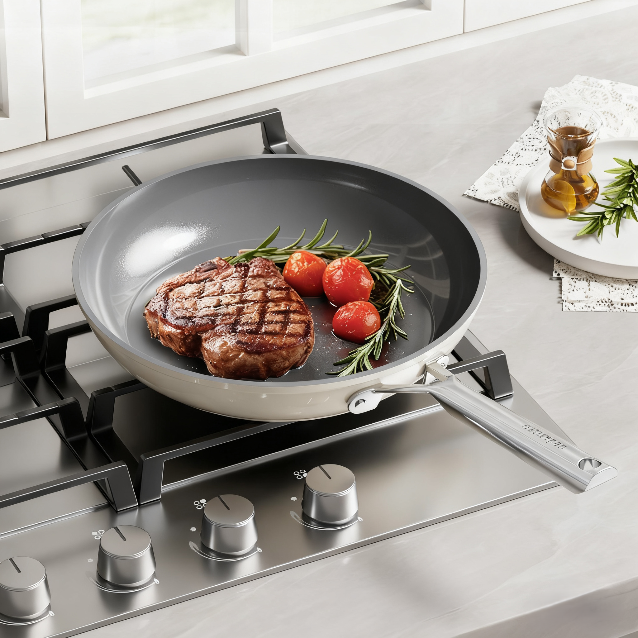 Naturepan Diamond-Titanium Keramik-Tiefe Bratpfanne mit Deckel